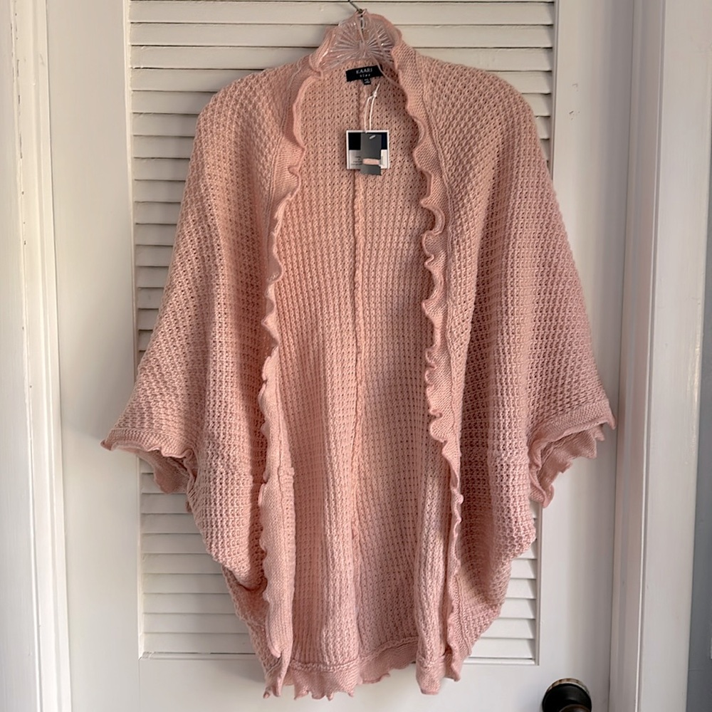 Kaari Blue Knit Pinksweet Poncho Cardigan NWT, Size M - Picture 1 of 9